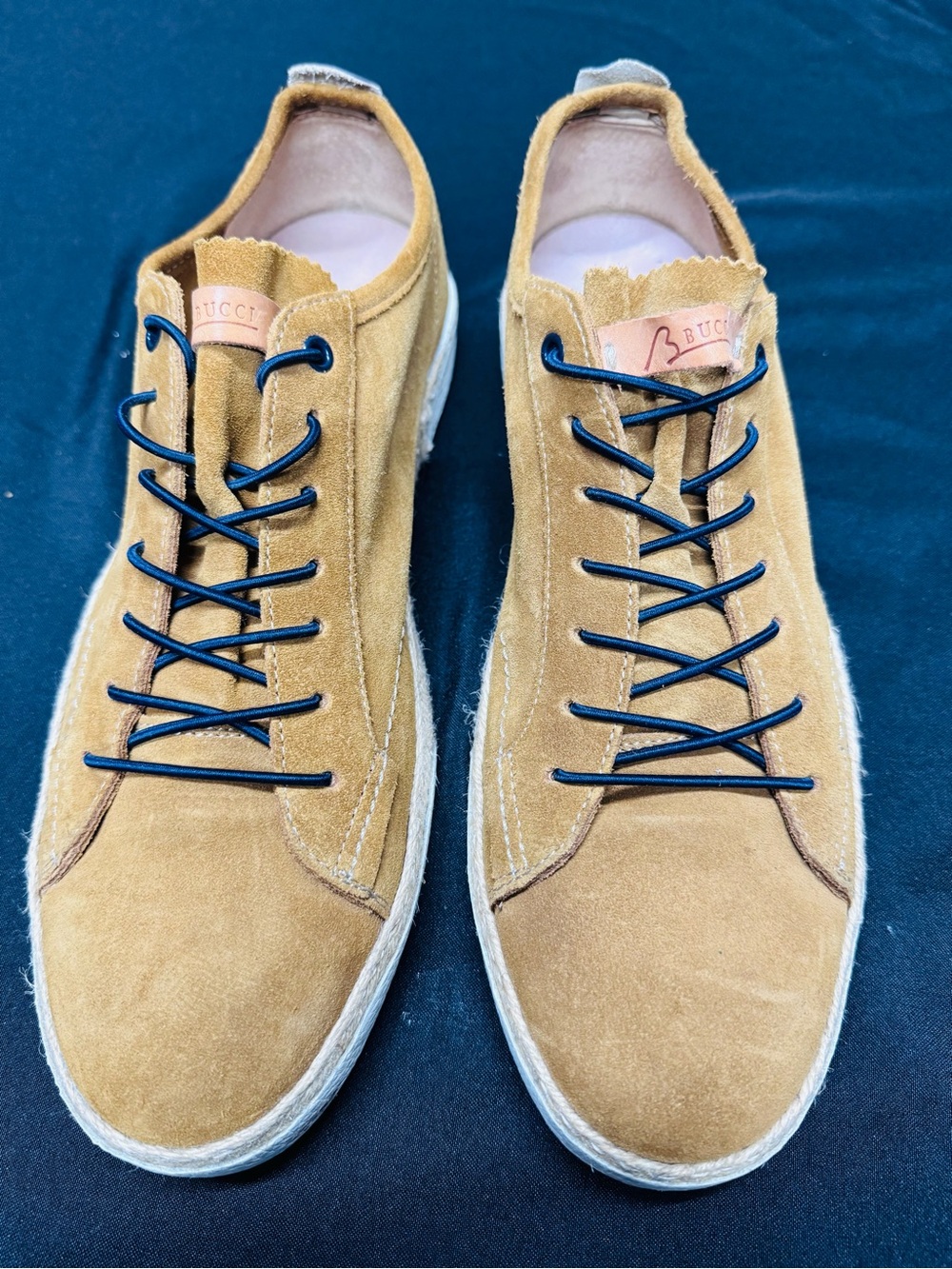 Bucci Men's Suede Tan Low-Top Sneakers with Black Laces